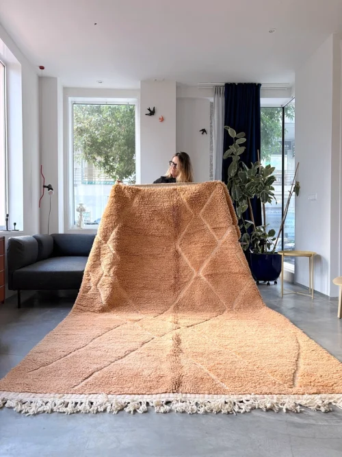 Beni Ouarain Teppich „Peach“ Terrakotta mit Rautenmuster 300 × 200 cm