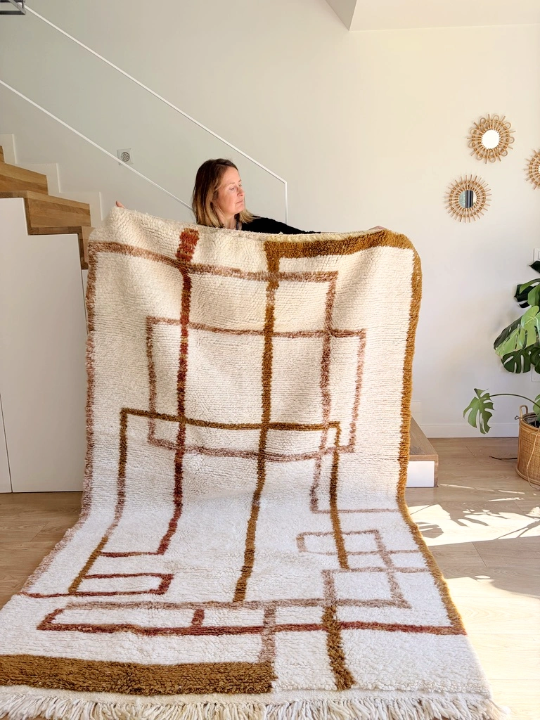 BERBERIAN KILIM STORE 5 Beni Ouarain Teppich mit Terrakotta-Linien
