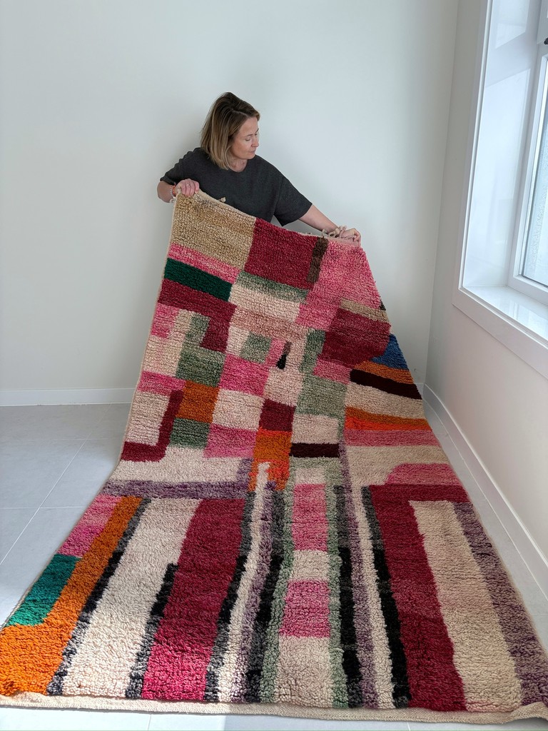 BERBERIAN KILIM STORE 3 Boujaad Teppich im Bauhaus-Stil in Pastelltönen