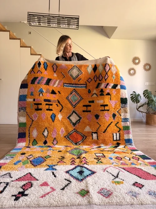 Ethno Berberteppich Boujaad orange bunt