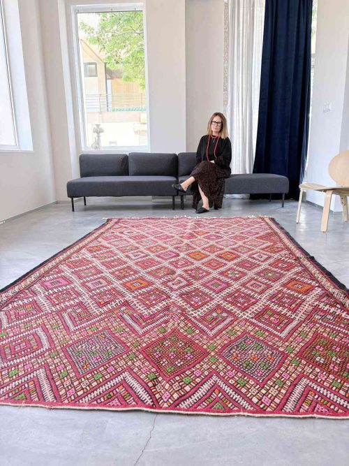 Kelim Teppich bunt mit Rautenmuster