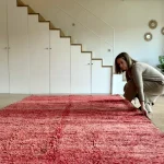Roter Boujaad Teppich Vintage Bordeauxton