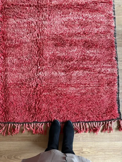 Roter Boujaad Teppich Vintage Bordeauxton