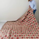 Vintage Berberteppich kariert rot beige