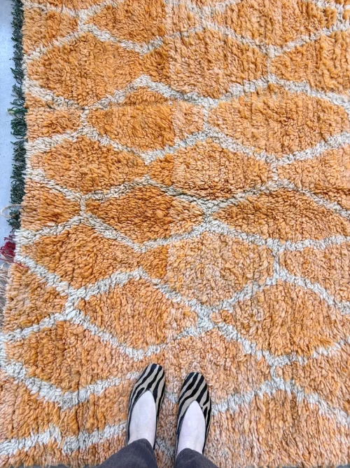 Vintage Teppich orange mit Rautenmuster
